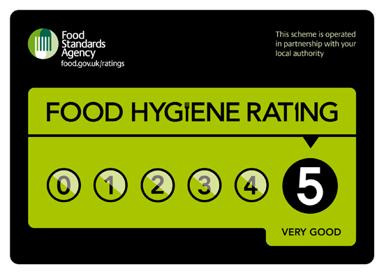 Food Standards Agency Rating Scheme Stciker - Score of 5